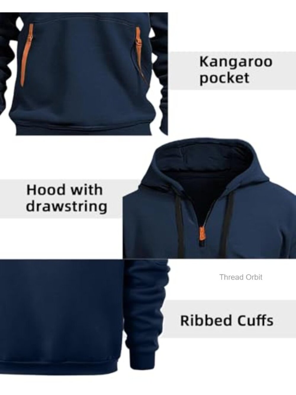 Tactical Quarter Zip Pullover Hoodie Sweatshirt with Pockets - Picture 5 of 6